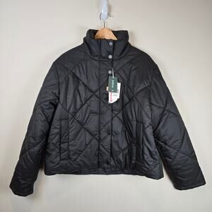 tentree Womens Cloud Shell Short Puffer Jacket Size Medium Coat Meteorite Black